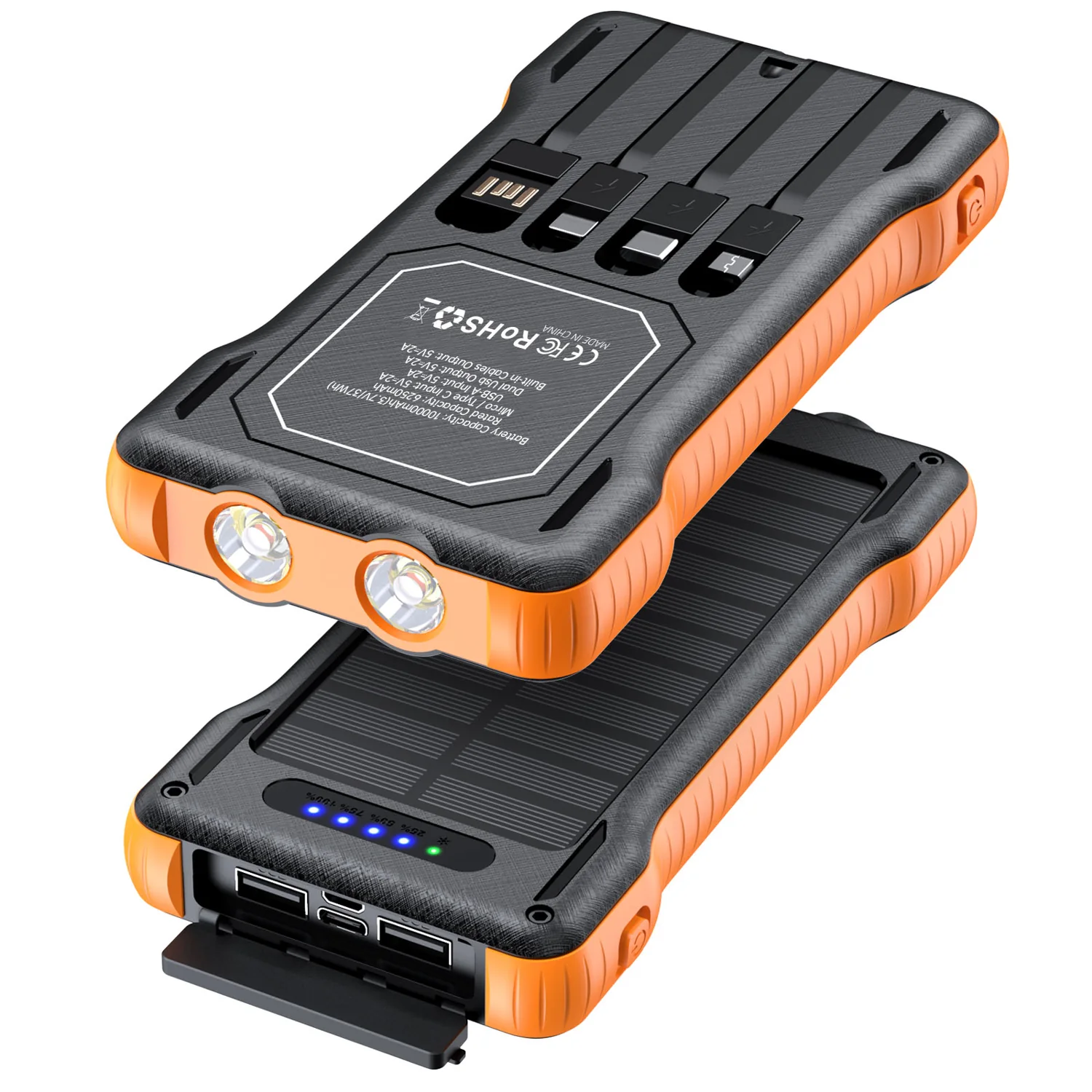 PF010 Slim 4-Cable Solar Power Bank wholesale